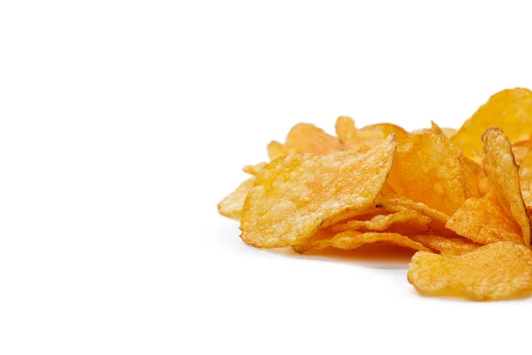 Krispiga Chips Isolerad Vit Bakgrund — Stockfoto