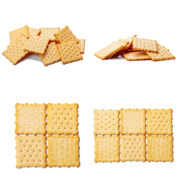 Collage Van Crackers Geïsoleerd Wit — Stockfoto