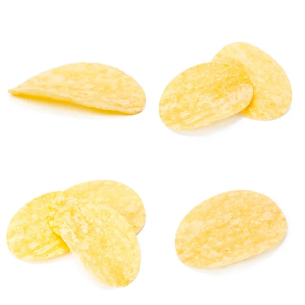Хрустящие Картофельные Чипсы Белом Фоне — стоковое фото