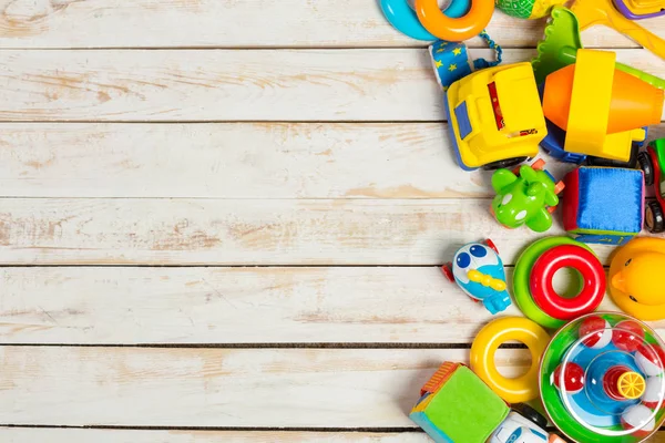 Kinderspielzeug Auf Holzgrund — Stockfoto
