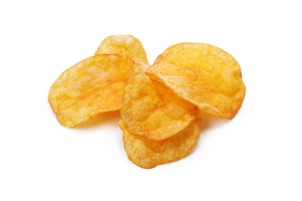 Krispiga Chips Isolerad Vit Bakgrund — Stockfoto