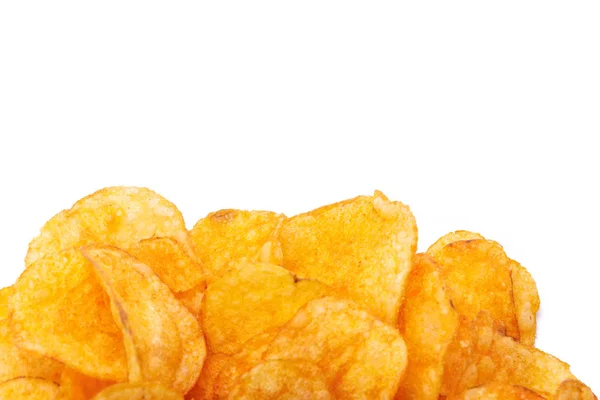 Krispiga Chips Isolerad Vit Bakgrund — Stockfoto