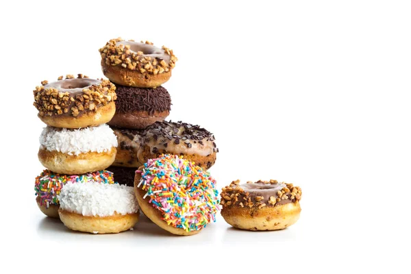 Diverse Donuts Witte Achtergrond — Stockfoto