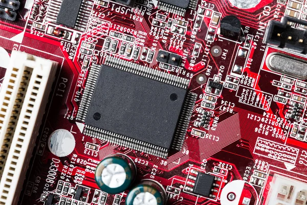 Red Computer Chip Close — Stock Photo, Image