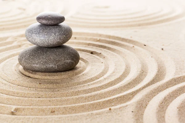 Zen Garden Stones Raked Sand — Stock Photo, Image