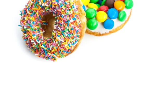 Verschiedene Donuts Auf Weißem Hintergrund — Stockfoto