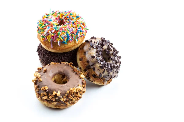 Varios Donuts Sobre Fondo Blanco — Foto de Stock