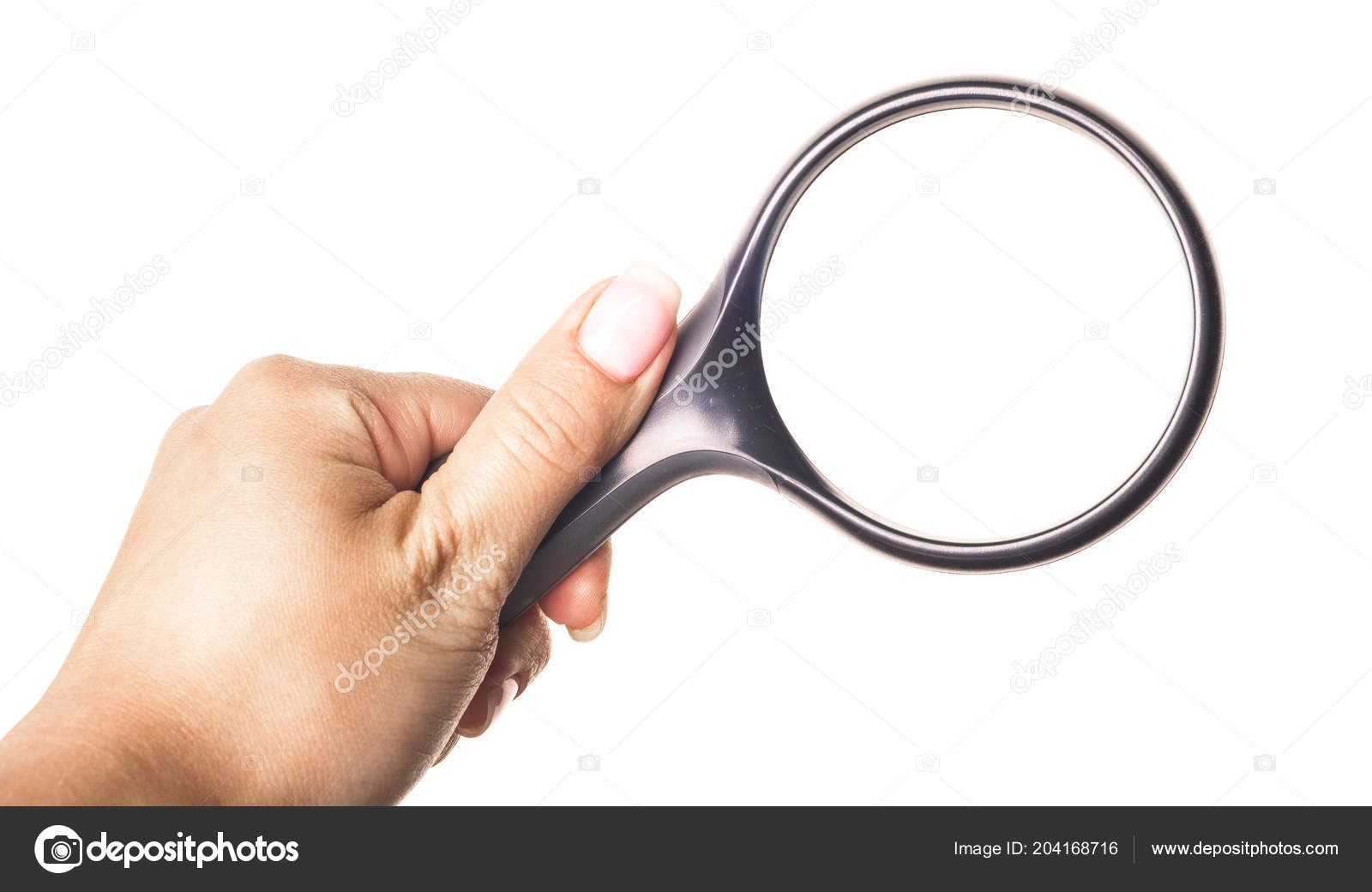 Hand Holding Magnifying Glass Isolated White Background — Stock Photo