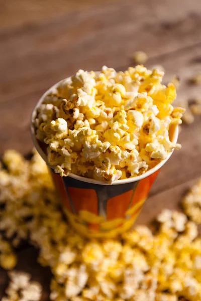 Popcorn Dřevěné Pozadí — Stock fotografie