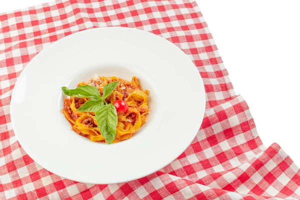 Spaghetti Carbonara Plato Cerca — Foto de Stock