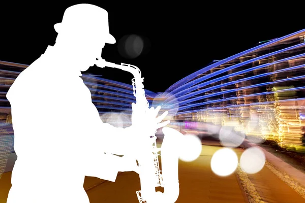 Joueur Saxophone Jazz Spectacle Sur Scène — Photo