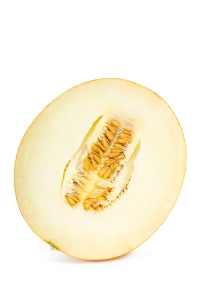 Geschnittene Melone Isoliert Auf Weißem Hintergrund — Stockfoto