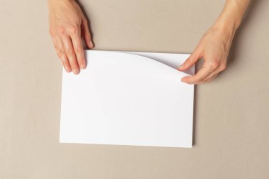 Kağıtları a4 boyutunda tutan el