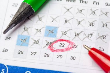 Tarihler, iş takvimi sayfa Close-up