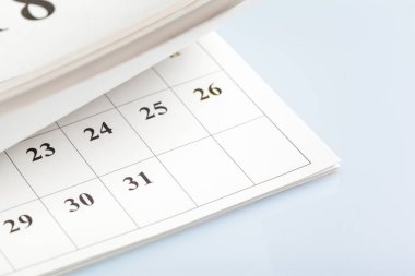 Tarihler, iş takvimi sayfa Close-up