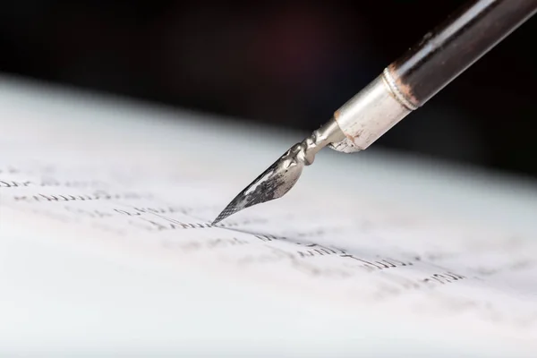 Pluma Estilográfica Una Carta Manuscrita Antigua — Foto de Stock