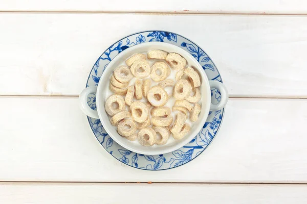 Délicieux Petit Déjeuner Sain Anneaux Céréaliers Grain — Photo