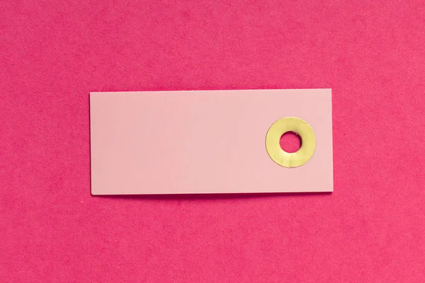 Kartu Ucapan Kosong Atau Tag Pada Latar Belakang Pink — Stok Foto