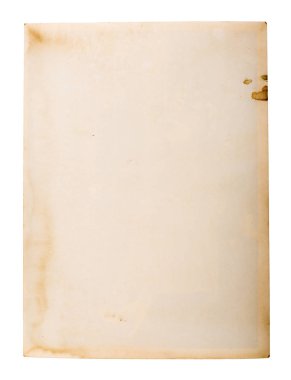 Beyaz arkaplanda izole edilmiş eski kağıt.