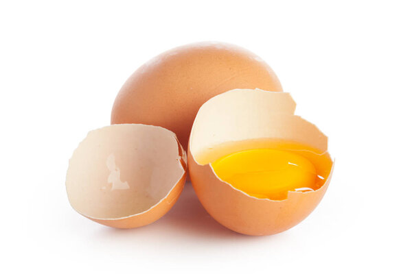 raw chicken eggs isolated on white background