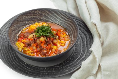 Tabak tablo etli sebze çorbası 