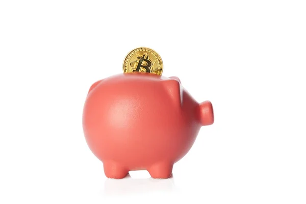 Bitcoiny Oszczędzania Banku Piggy — Zdjęcie stockowe