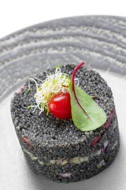 Siyah pirinç risotto yakın çekim