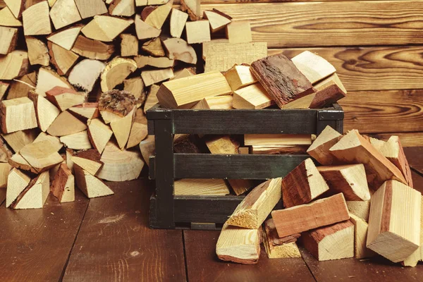 Cozy Background Pile Firewood — Stock Photo, Image