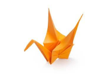 Origami kraan op witte achtergrond