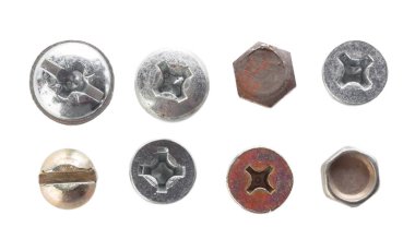 beyazda izole edilmiş vidalar