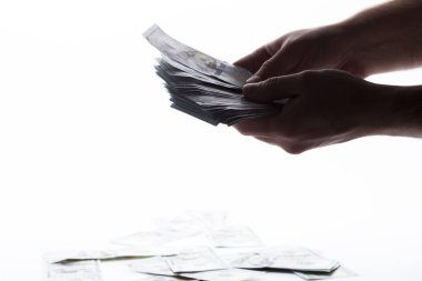 arka plan, ellerinde para yakın çekim