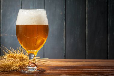 bardak taze bira rustik arka plan üzerinde