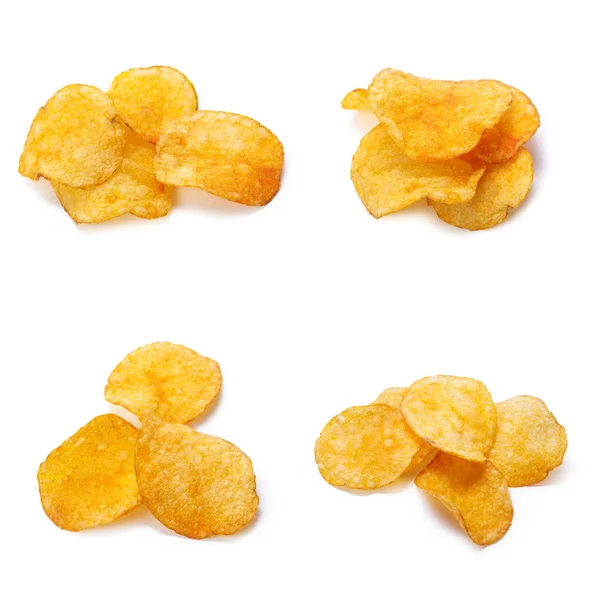 Kupie Żółty Chrupiące Chipsy Białym Tle — Zdjęcie stockowe