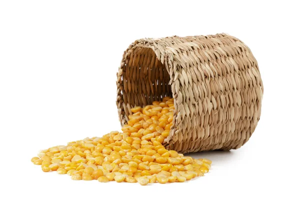 Haufen Trockener Gelber Erbsen Isoliert Auf Weißem Hintergrund — Stockfoto