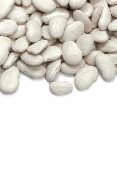 Haufen Rohe Weiße Bohnen Isoliert Auf Weißem Hintergrund — Stockfoto