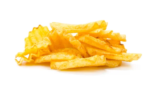 Haufen Gelber Knuspriger Kartoffelchips Isoliert Auf Weißem Hintergrund — Stockfoto