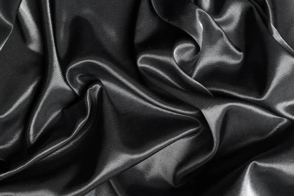 Black Silk Textured Fabric Background — Stock Photo, Image