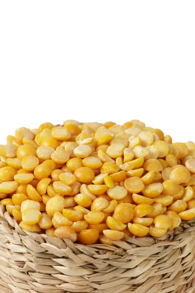 Pile Dry Yellow Split Peas Isolated White Background — Stock Photo, Image