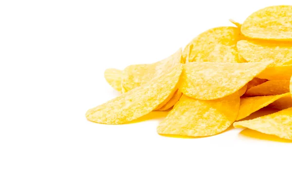 Kupie Żółty Chrupiące Chipsy Białym Tle — Zdjęcie stockowe