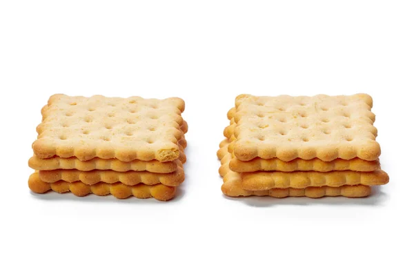 Cracker Cookies Geïsoleerd Witte Achtergrond — Stockfoto