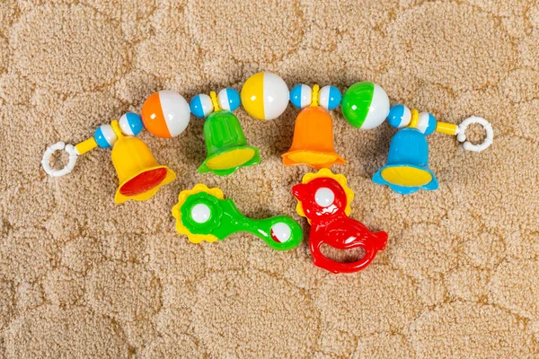Vista Superior Brinquedos Coloridos Para Crianças — Fotografia de Stock
