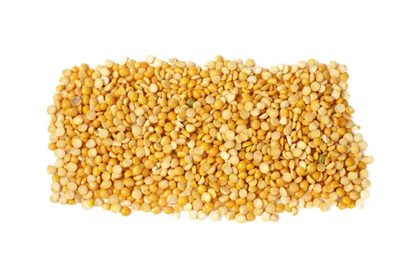 白に隔離された乾燥した黄色の分割エンドウ豆 — ストック写真