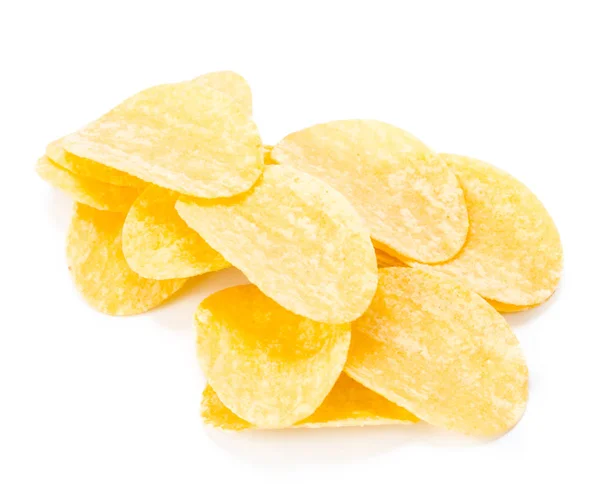 Gul Potatis Chips Isolerad Vit Bakgrund — Stockfoto