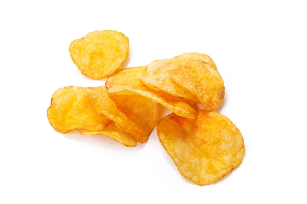 Yellow Potato Chips Isolated White Background — Stock Photo, Image