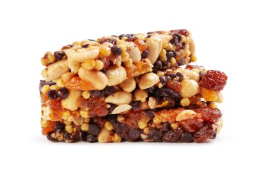 Beyaz arka plan sağlıklı granola yemeği