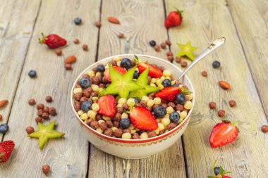 Sağlıklı Kahvaltı, closeup görünüm, sağlıklı beslenme kavramı 