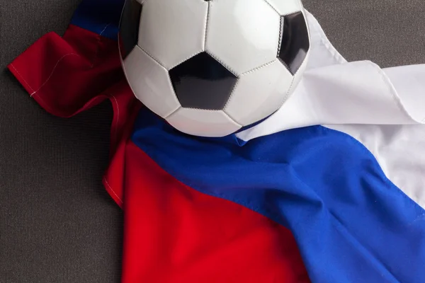 Flagge Von Russland Mit Fußball — Stockfoto