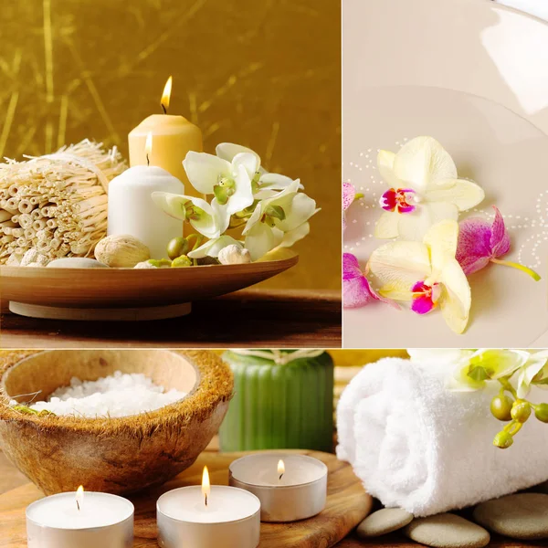 Collage Van Wellness Producten Close — Stockfoto