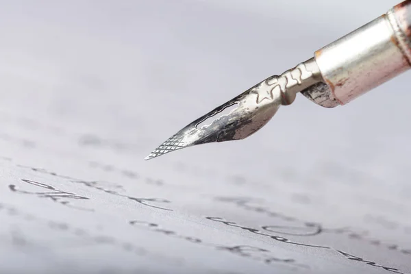 Pluma Estilográfica Una Carta Manuscrita Antigua — Foto de Stock