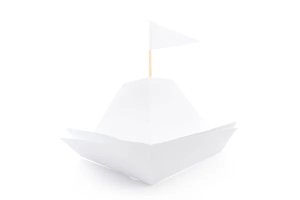 Origami Χάρτινο Σκάφος Απομονωμένο Λευκό Φόντο — Φωτογραφία Αρχείου